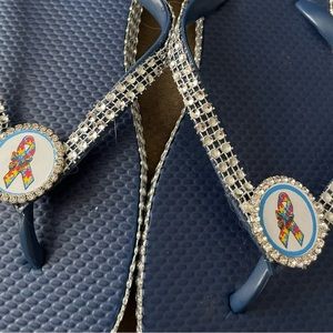 Autism awareness flip flops